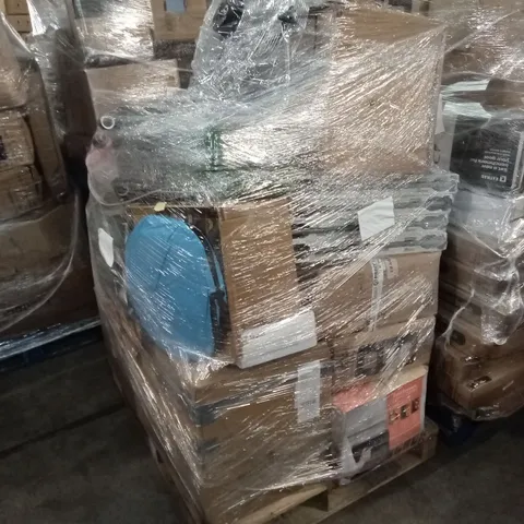 PALLET OF ASSORTED E-COMMERCE GOODS AND PRODUCTS TO INCLUDE; AIR FRYER, FOLDING OUTDOOR TABLES, LEAF BLOWERS, FLOOR FAN, SUITCASES/CABIN BAGS ETC