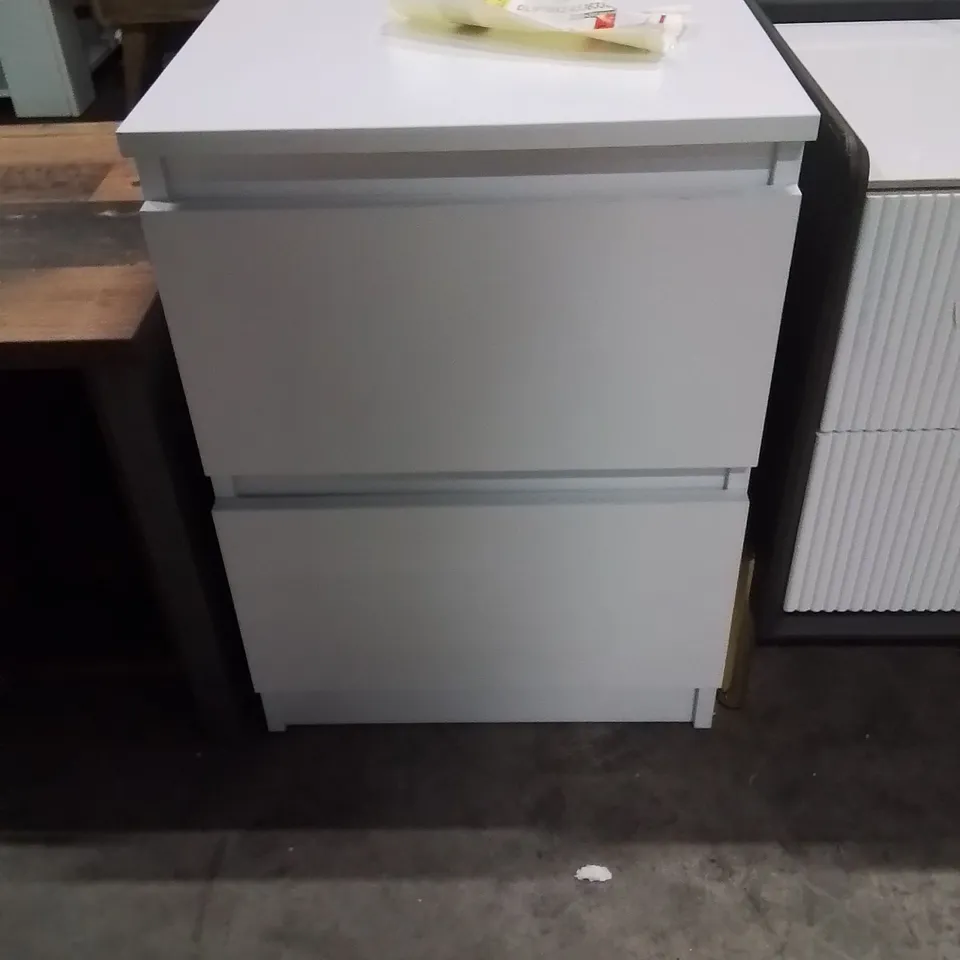 CARLTON 2 DRAW BEDSIDE TABLE NIGHTSTAND MATT FINISH 