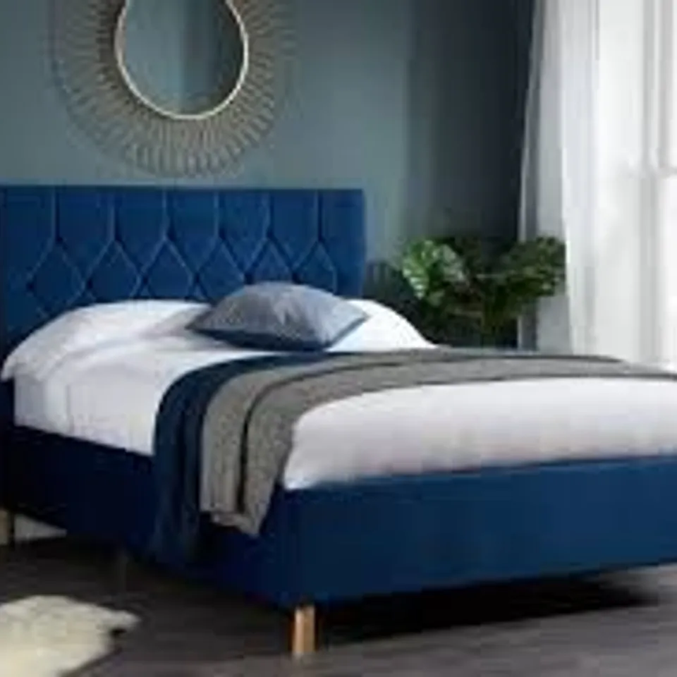 BOXED BIRLEA LOXLEY DOUBLE SIZE FABRIC BED - BLUE (1 BOX)