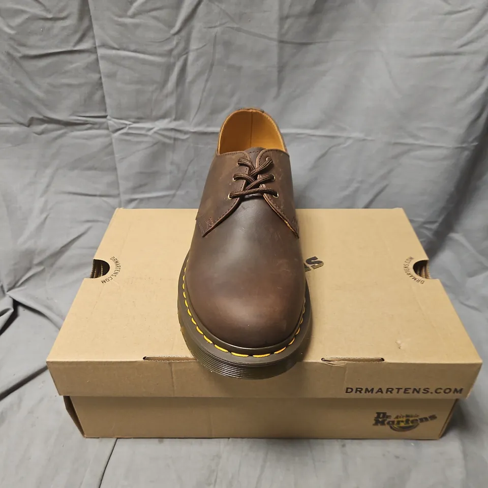 BOXED DR. MARTENS 1461 DARK BROWN CRAZY HORSE LEATHER SHOES – UK 10