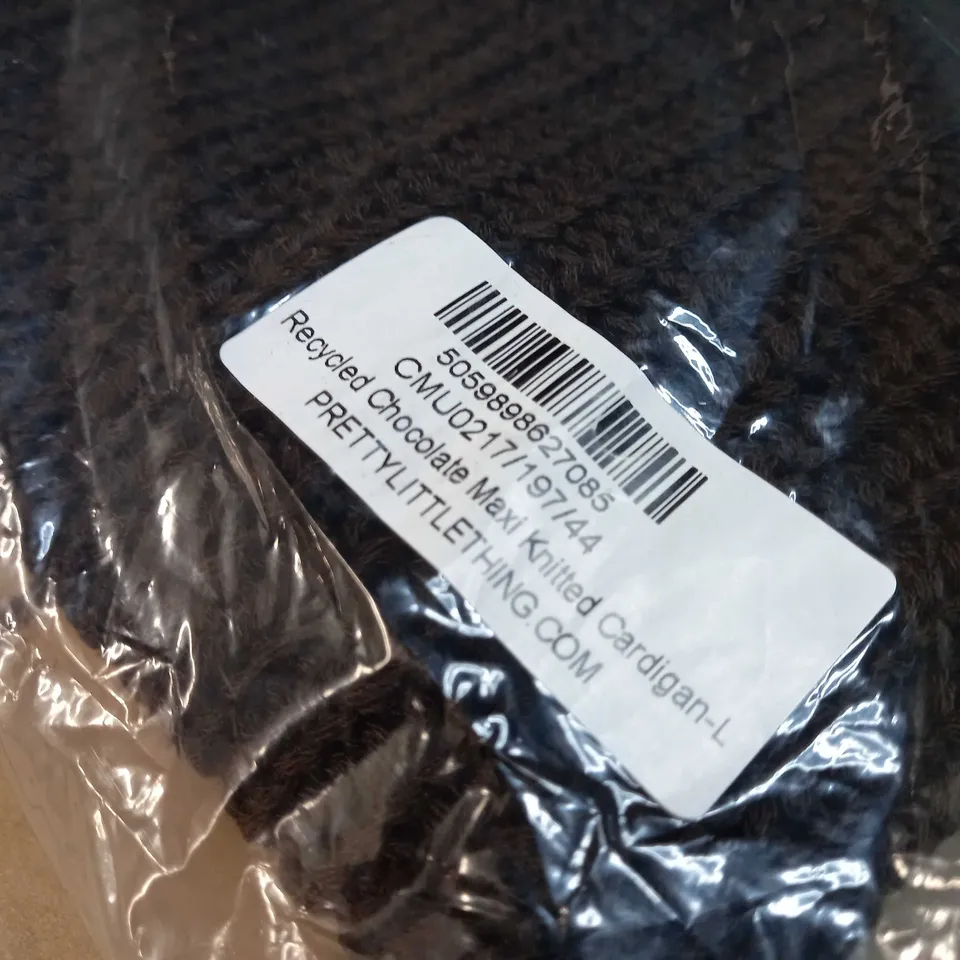 PACKAGED PLT CHOCOLATE MAXI KNITTED CARDIGAN - LARGE