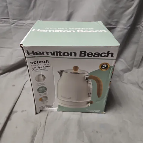 HAMILTON BEACH SCANDI COLLECTION 1.7L JUG KETTLE – MATT CREAM (BOXED)