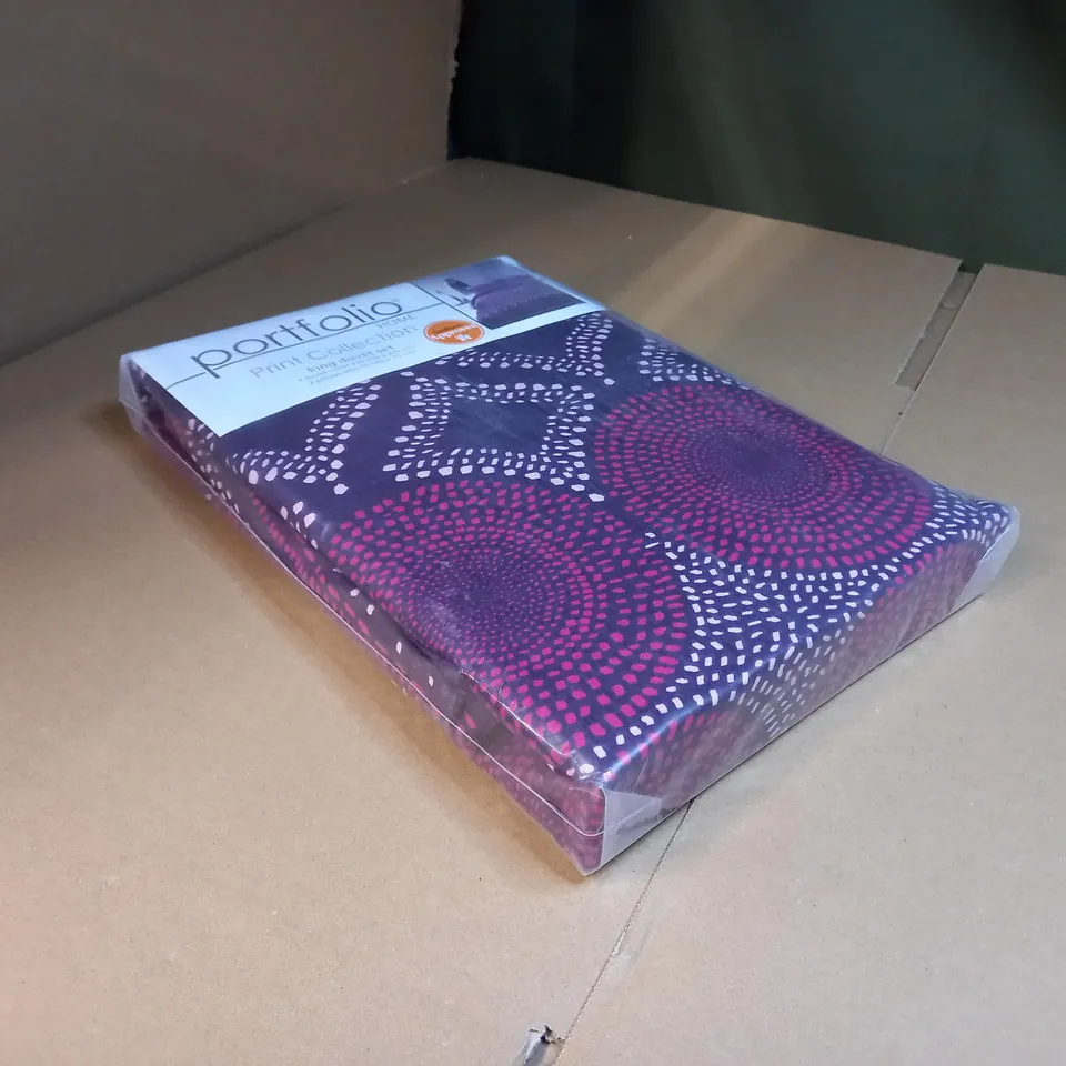 PACKAGED PORTFOLIO PURPLE/PRINT KING DUVET SET
