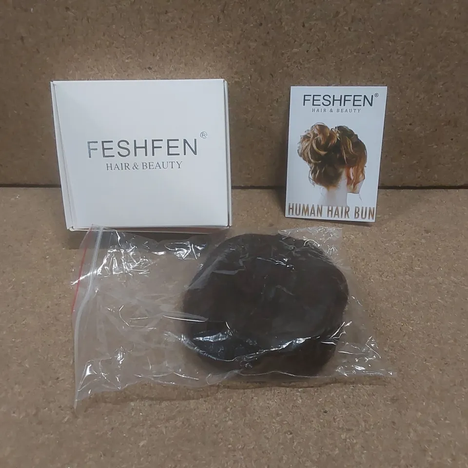 BOX TO CONTAIN A LARGE QUANTITY OF FESHFEN FAUX HUMAN HAIR PIECES - DARK BROWN
