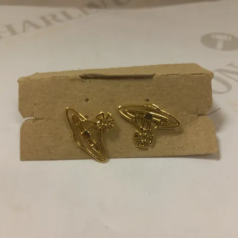VIVIENNE WESTWOOD THIN LINES FLAT ORB STUD EARRINGS - GOLD, ONE SIZE