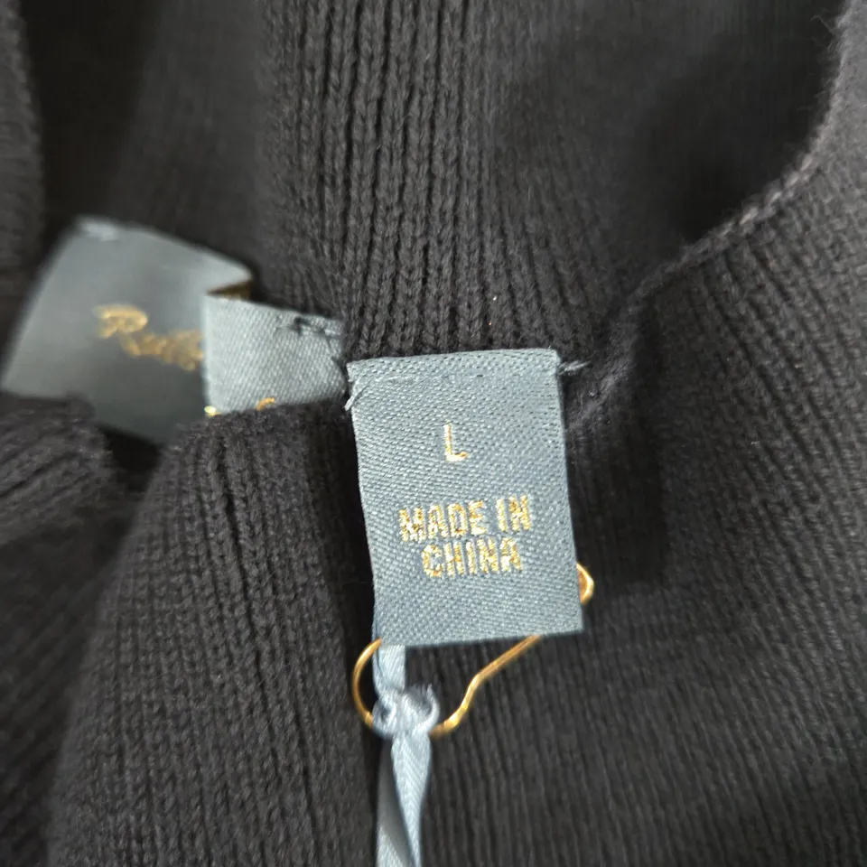 RUTH LANGFORD BLACK KNIT SWEATER WITH SNOWFLAKE BEAD EMBELLISHMENT – UK L