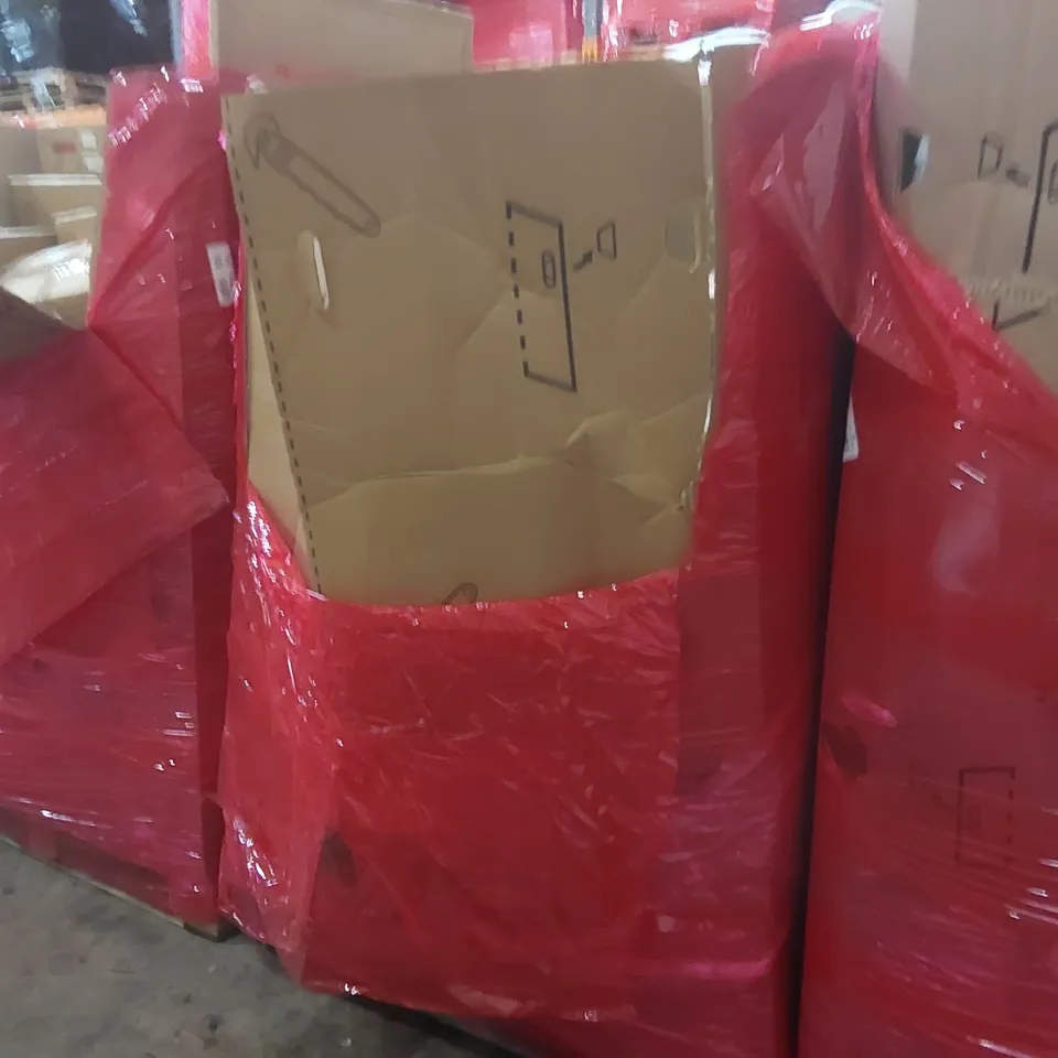 PALLET OF ASSORTED HOUSEHOLD GOODS AND PRODUCTS TO INCLUDE: ALUMINIUM LADDER, UTILITY CART, DRYWALL SANDER, SCOOTER ECT