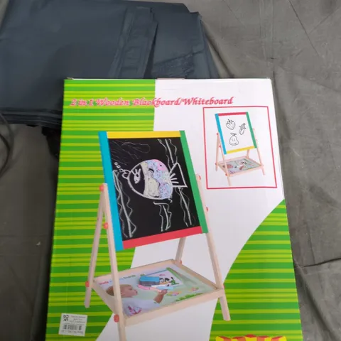 2-IN-1 WOODEN BLACKBOARD & WHITEBOARD EASEL FOR KIDS