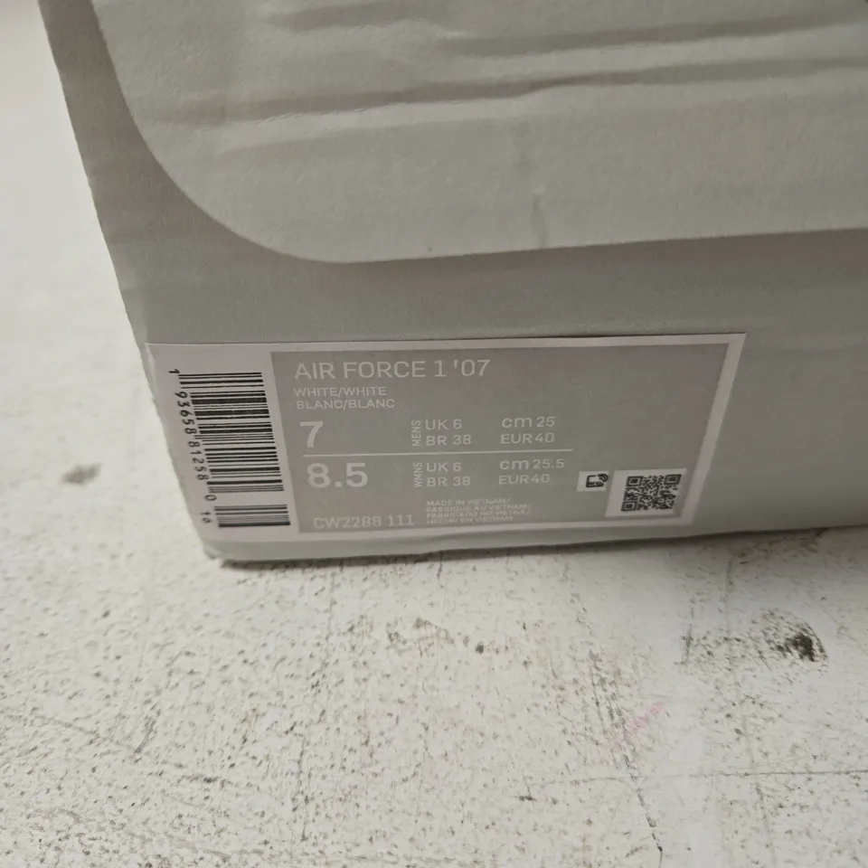 NIKE AIR FORCE 1 '07 WHITE SNEAKERS – MEN’S, BOXED UK 6