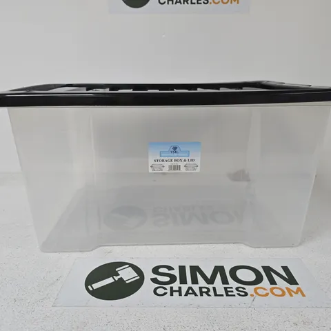 TML STORAGE BOX & LID – CLEAR 50L PLASTIC STORAGE CONTAINER WITH BLACK LID