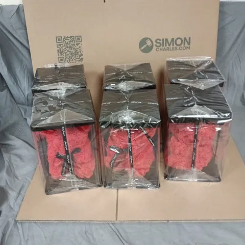 BOX OF 12 FAUX ROSE BEAR DISPLAY 