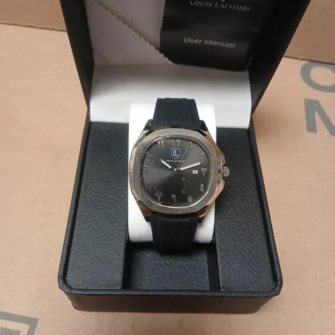 LOUIS LACOMBE WRISTWATCH – BLACK DIAL, RUBBER STRAP