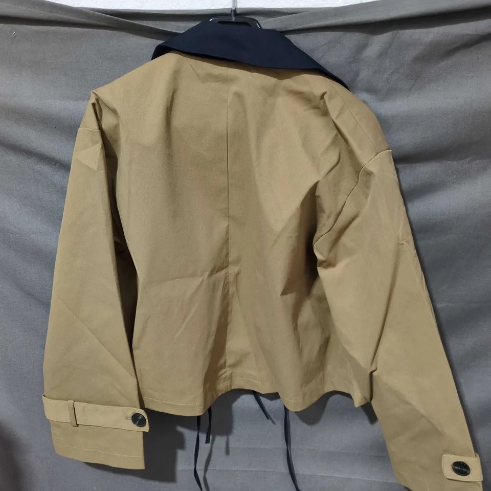ONLY TAN JACKET WITH NAVY COLLAR, XS