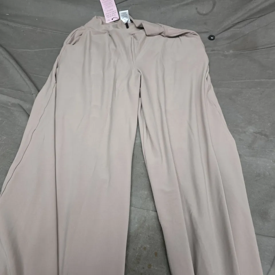 KIM & CO WOMEN'S STONE COLOUR WIDE-LEG TROUSERS, SIZE M
