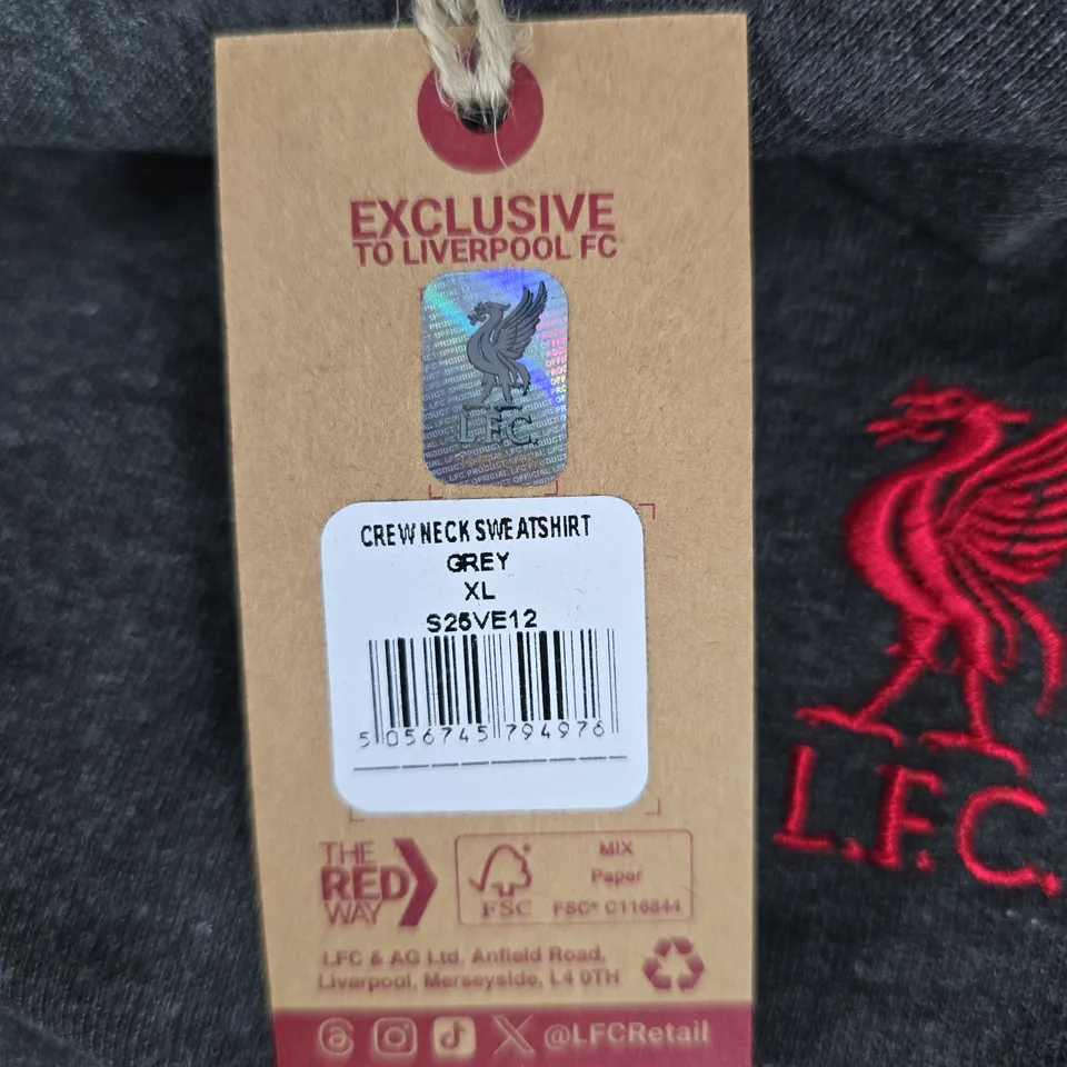 LIVERPOOL FC CREW NECK SWEATSHIRT – GREY, UK XL
