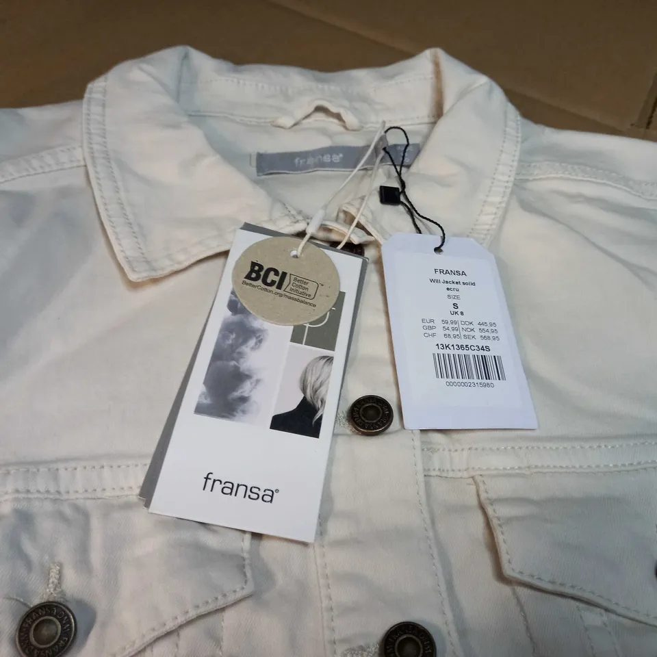 FRANSA CREAM LIGHT DENIM STYLE JACKET - SIZE 36