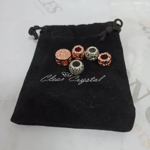 BAG OF 5 CLEAR CRYSTAL CHARMS IN VARIOUS DESIGNS