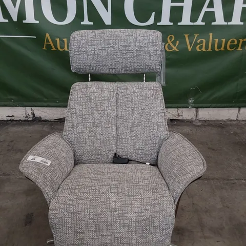 QUALITY BRITISH DESIGNER G PLAN OSLO POWER RECLINING SWIVEL CHAIR REMCO LIGHT GREY FABRIC