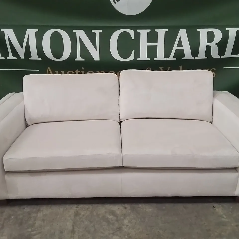 QUALITY DESIGNER EX SHOWROOM MAISON 3 SEATER VELVET SOFA - NATURAL 