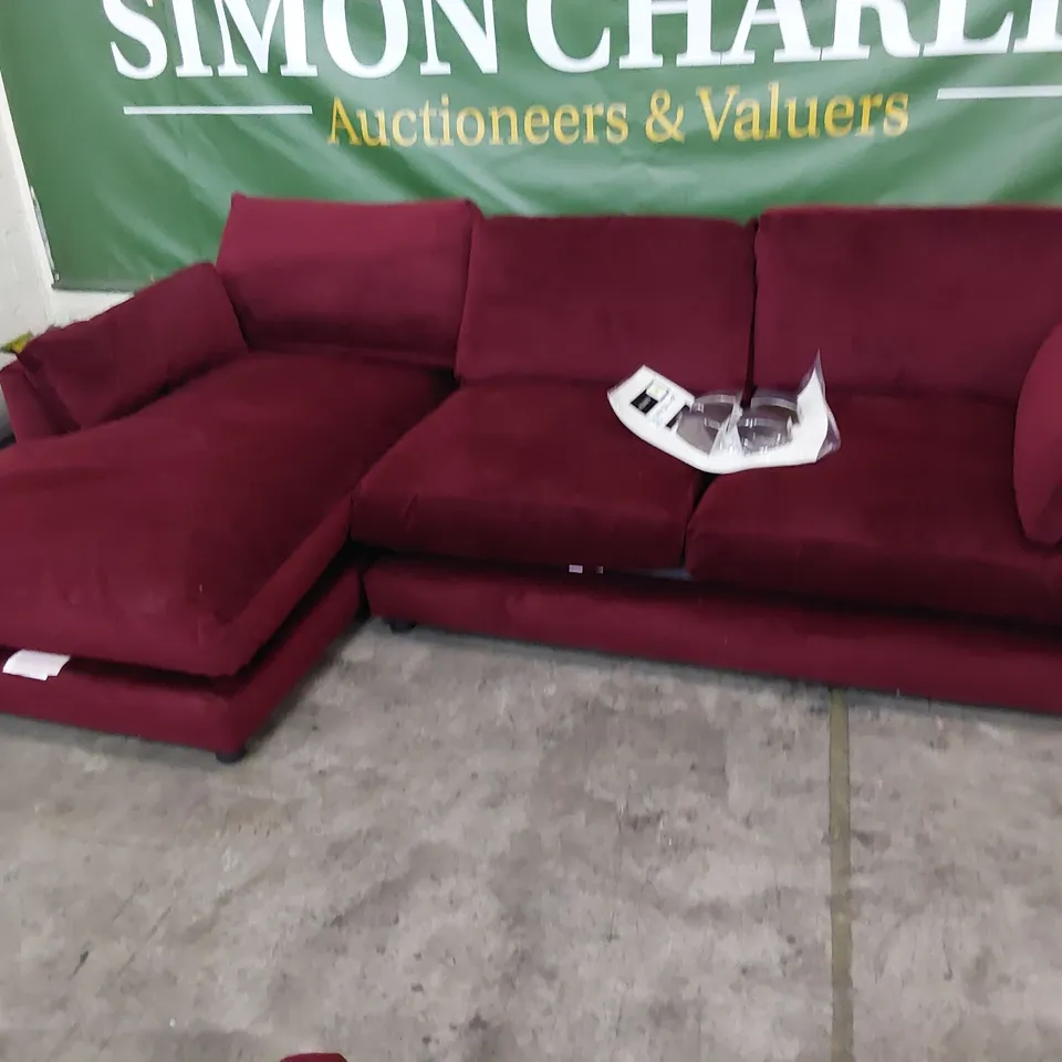 QUALITY BRITISH DESIGNER LOUNGE Co. PALOMINA CHAISE SOFA PLUM PLUSH FABRIC 