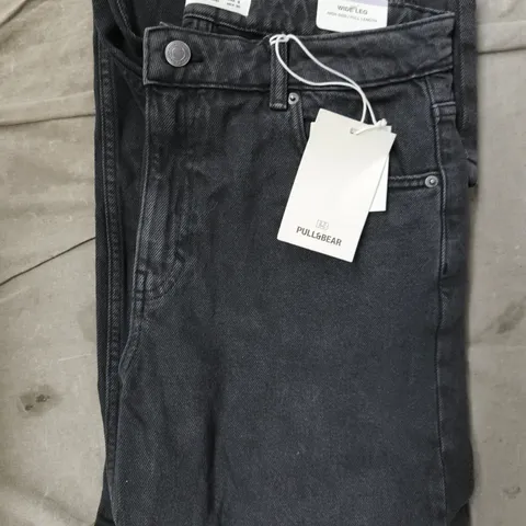 PULL & BEAR WIDE LEG HIGH RISE JEANS IN BLACK SIZE UK 12