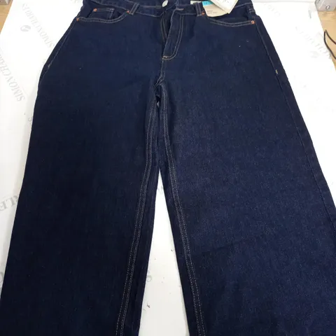 M&S WIDE HIGH RISE JEANS IN NAVY - SIZE 14