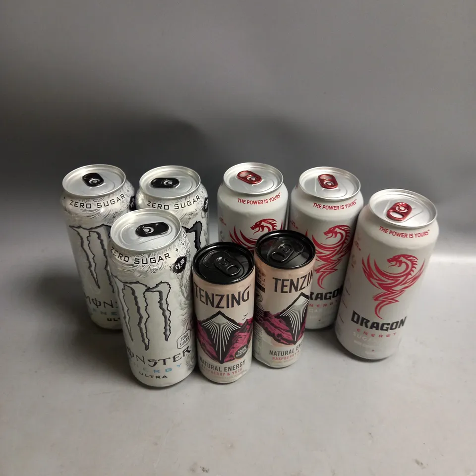 LOT OF 8 ENERGY DRINKS INCLUDING MONSTER
