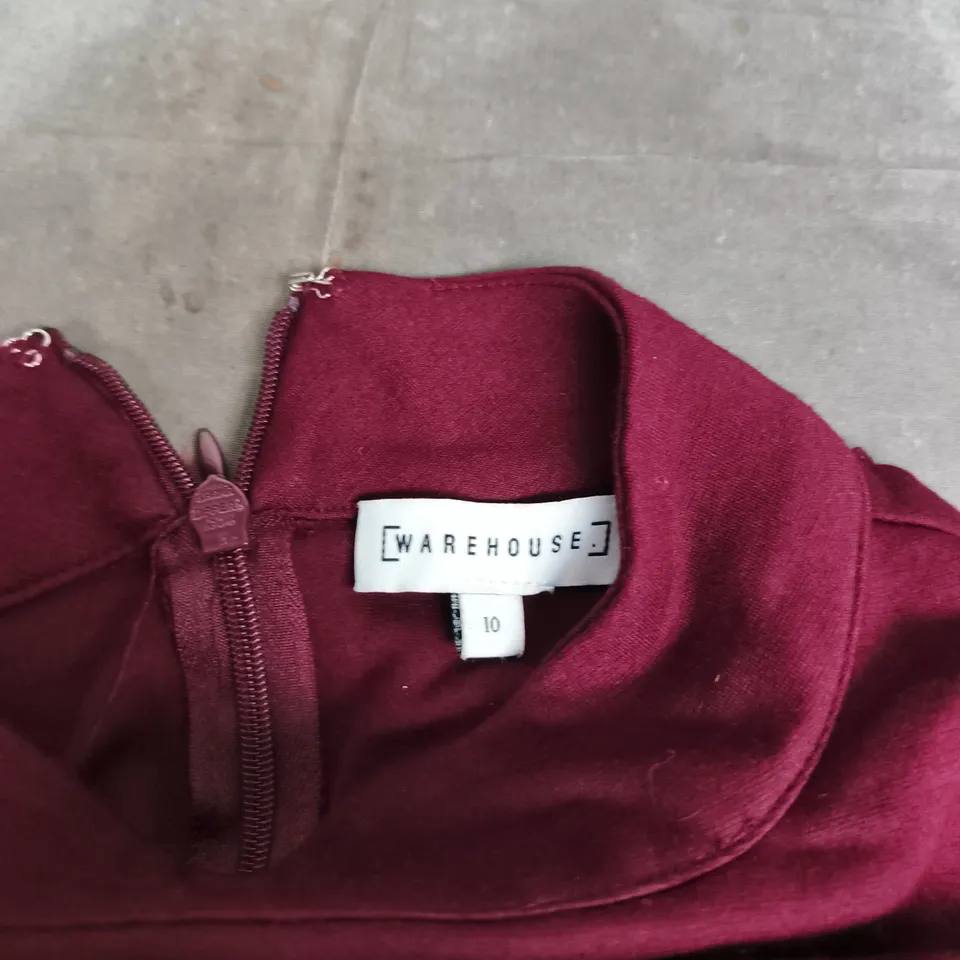 WAREHOUSE BURGUNDY WOMEN'S DRESS, UK 10