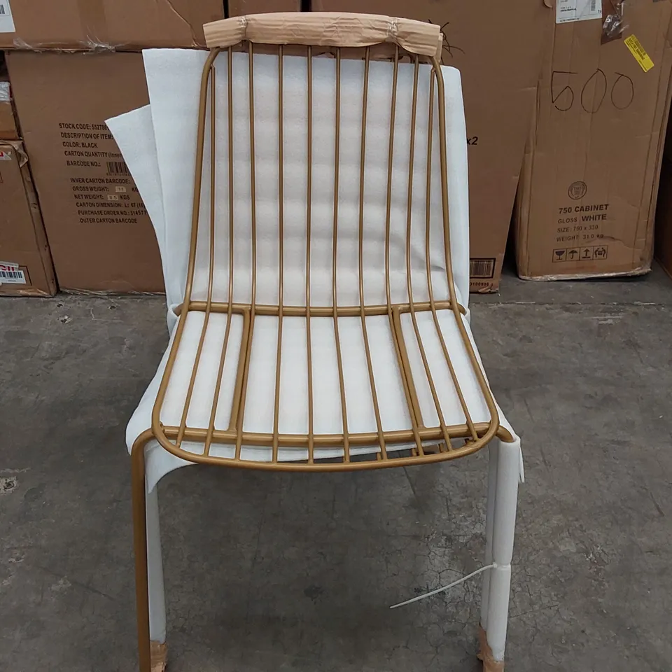 BOXED SET OF 2 SLAT GOLD SIDE CHAIRS (1 BOX)
