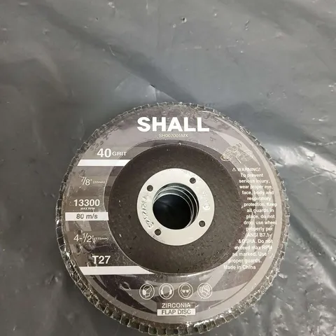 SHALL ZIRCONIA FLAP DISC 40 GRIT 7/8" 13300 MAX RPM