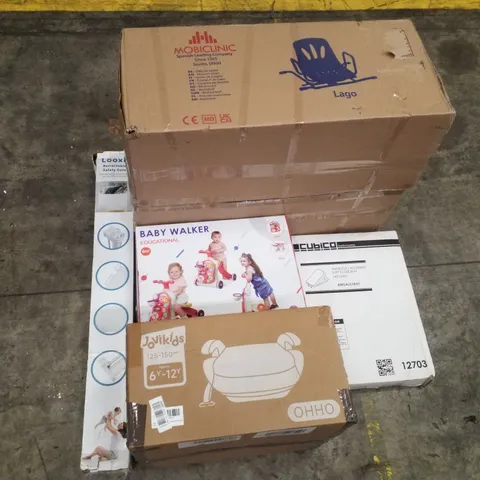 PALLET CONTAINING ASSORTED PRODUCTS INCLUDING SHOWER CHAIR, RETRACTABLE SAFTEY GATE, BABY WALKER, BOOSTER SEAT & TOILET SEAT