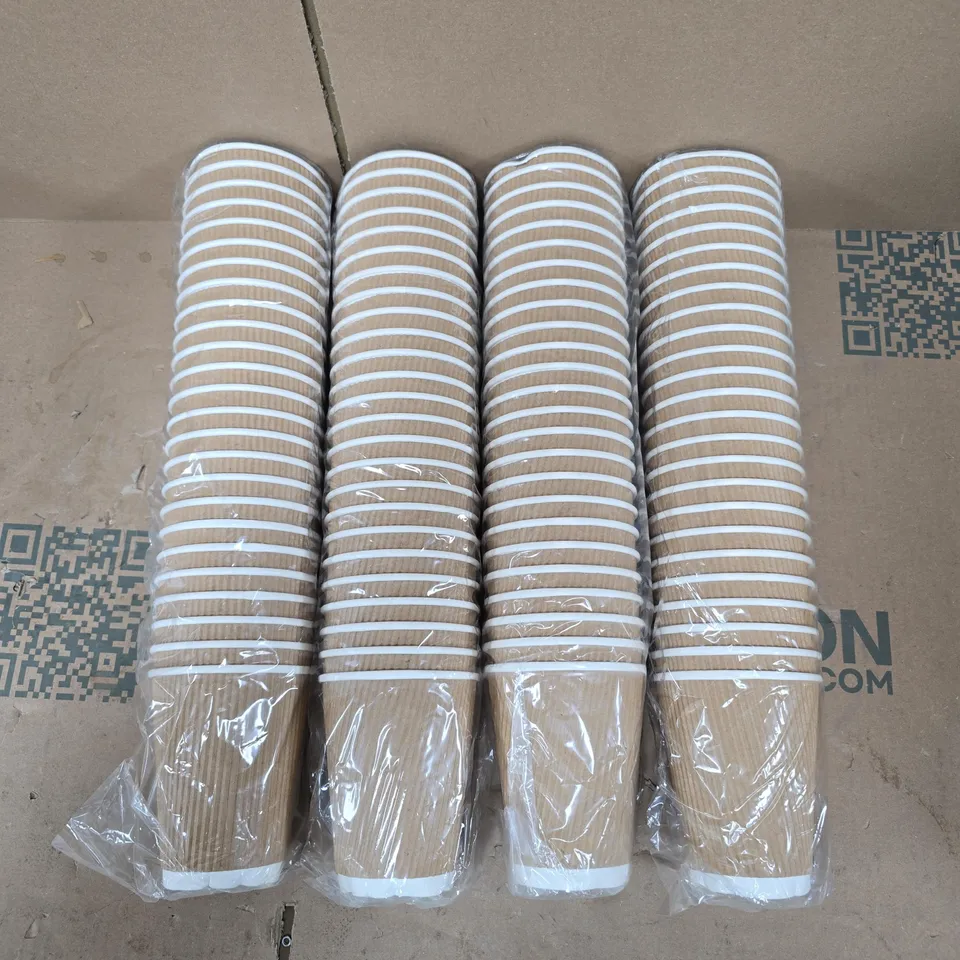 INSULATED TRIPLE-WALLED KRAFT PAPER COFFEE CUPS WITH A RIPPLE DESIGN MULTI-PACKS