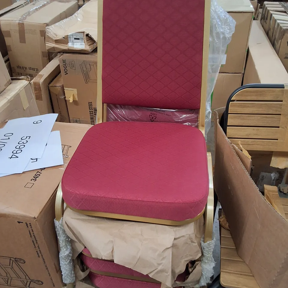 BOLERO SQUARE BACK BANQUET CHAIR RED & GOLD (4 PACK)