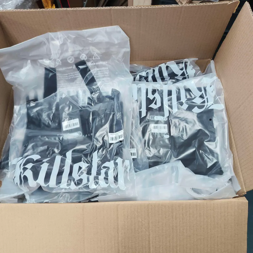 LOT OF APPROXIMATELY 50 BRAND NEW KILLSTAR CLOTHING ITEMS TO INCLUDE GRAVEYARD SWING BARDOT TOPS AND WETLAND PEPLUM CORSETS - VARIOUS SIZES