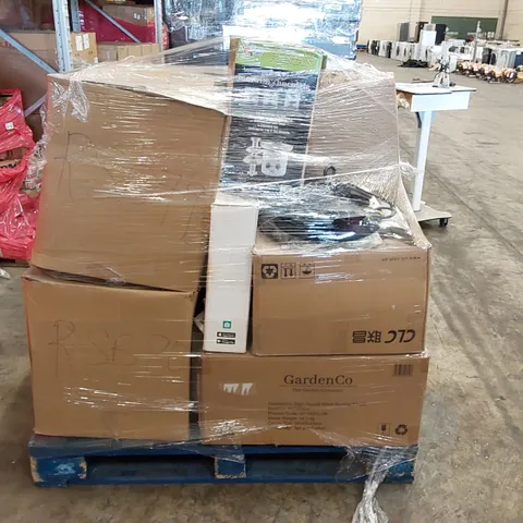 PALLET OF ASSORTED ITEMS INCLUDING: WOOD BURNING FIREPIT, ROBOT VACUUM, BEE HOTELS ECT.