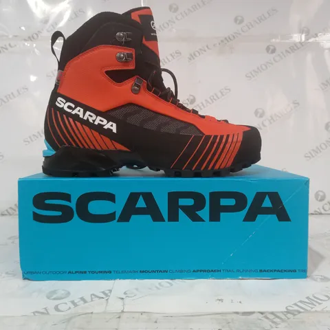 BOXED PAIR OF SCARPA RIBELLE LITE HD BOOTS IN ORANGE UK SIZE 7.5