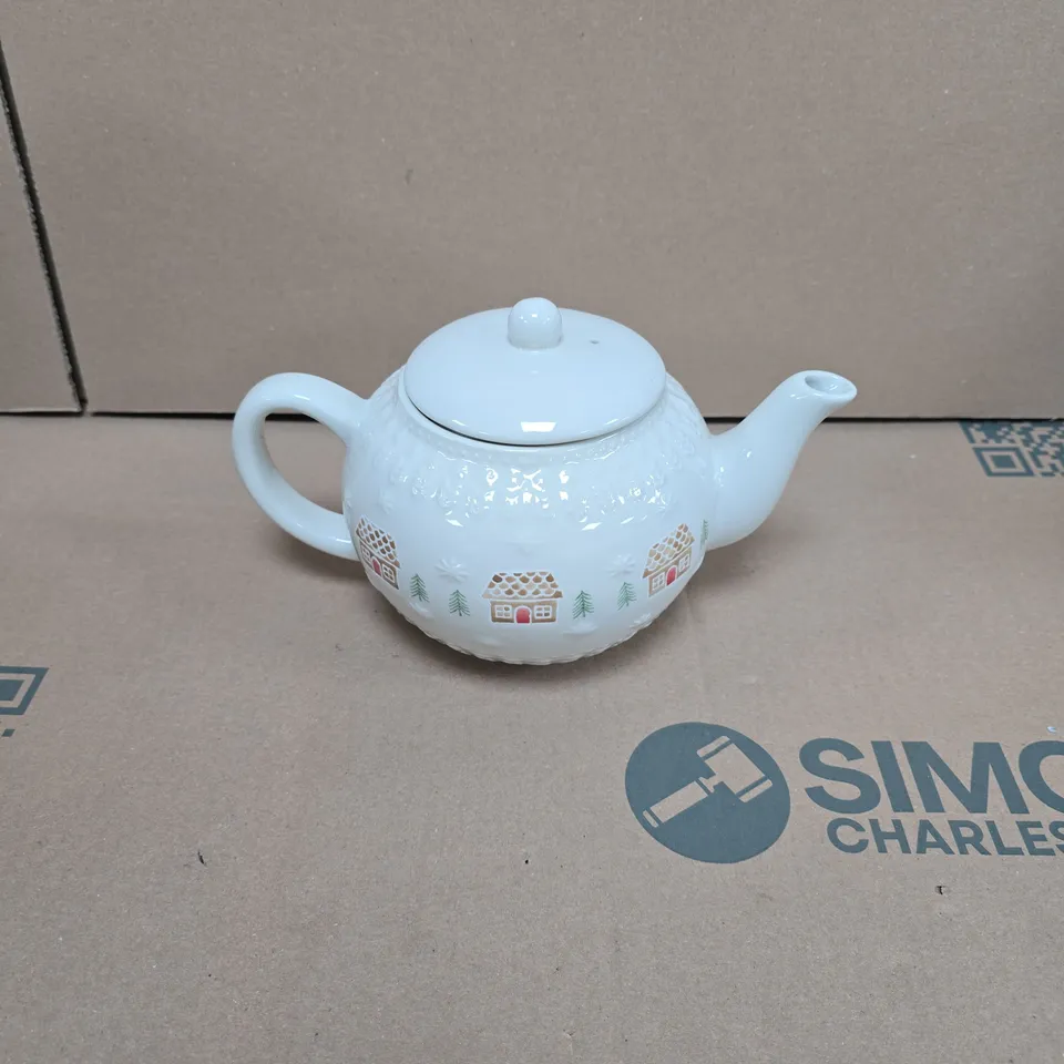 GISELA GRAHAM LONDON - DECORATIVE CHRISTMAS CERAMIC TEAPOT - BOX OF 2
