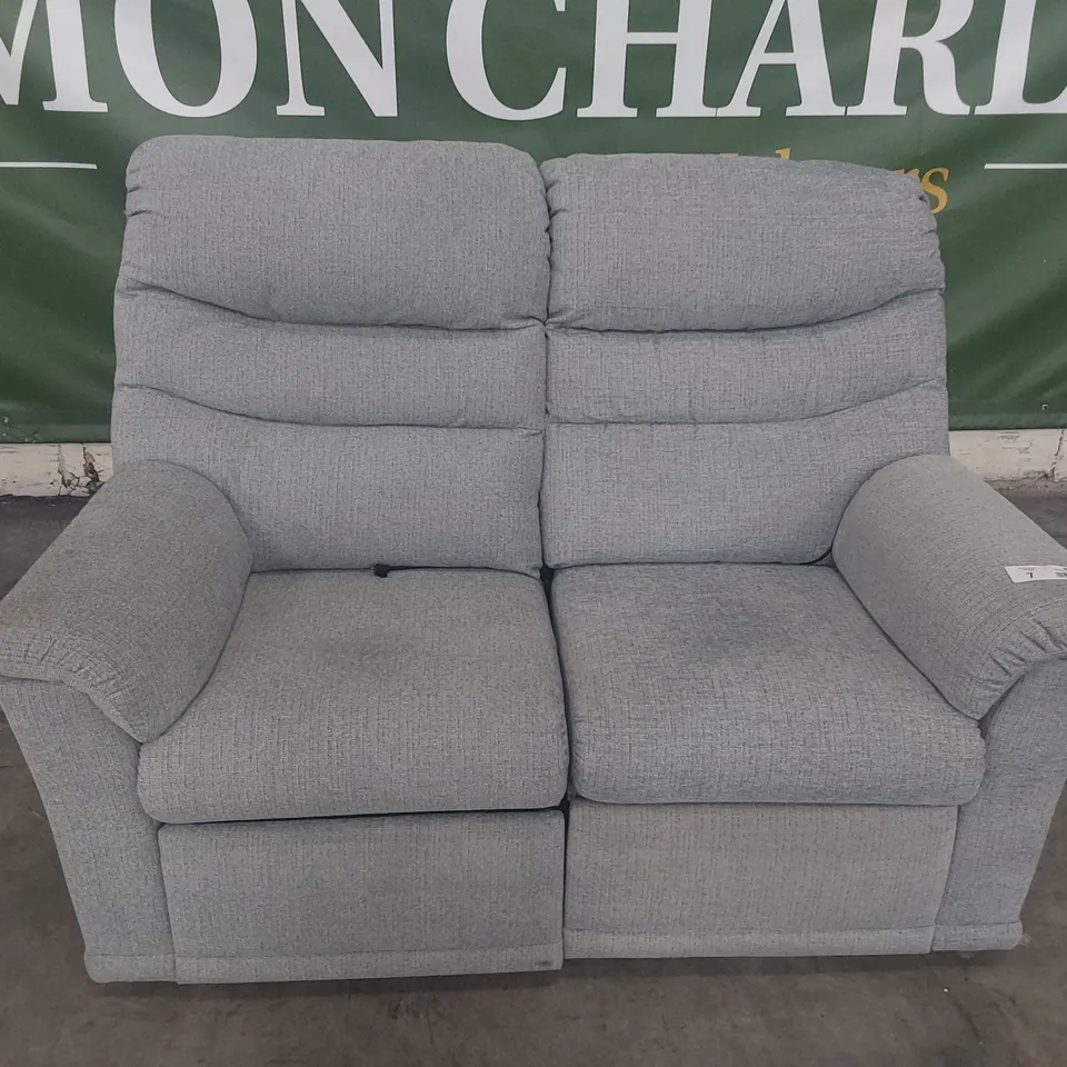 QUALITY BRITISH DESIGNER G PLAN MALVERN POWER RECLINING TWO SEATER SOFA MASCA SMOKE FABRIC