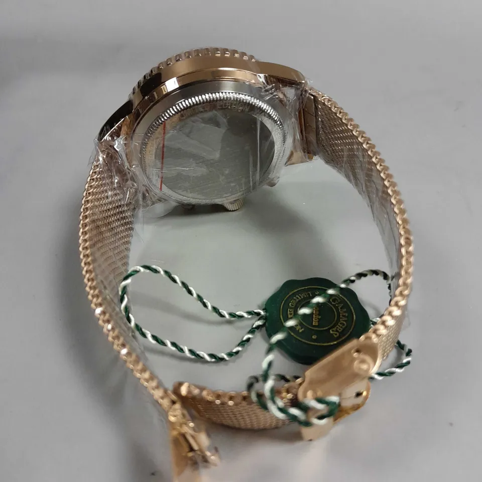 BOXED GAMAGES DOMINANCE ROSE GOLD STAINLESS STEEL WATCH 
