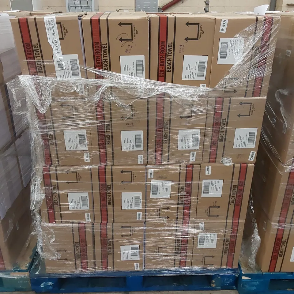 PALLET TO CONTAIN APPROX 48 BOXES OF BRAND NEW UNION JACK BEACH TOWELS - 9 TOWELS PER BOX // SIZE: APPROX 71 X 152cm // COMBINED RRP £2,376.00