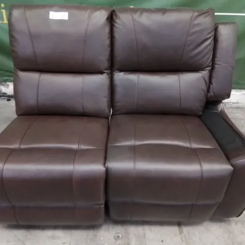 TWO DESIGNER DERBY SECTIONS, MANUAL RECLINER CHESTNUT LEATHER