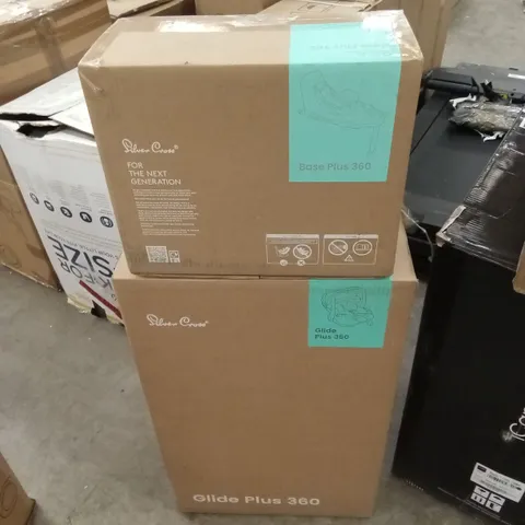 BOXED SILVER CROSS GLIDE PLUS 360 I-SIZE CAR SEAT AND BASE (2 BOXES)