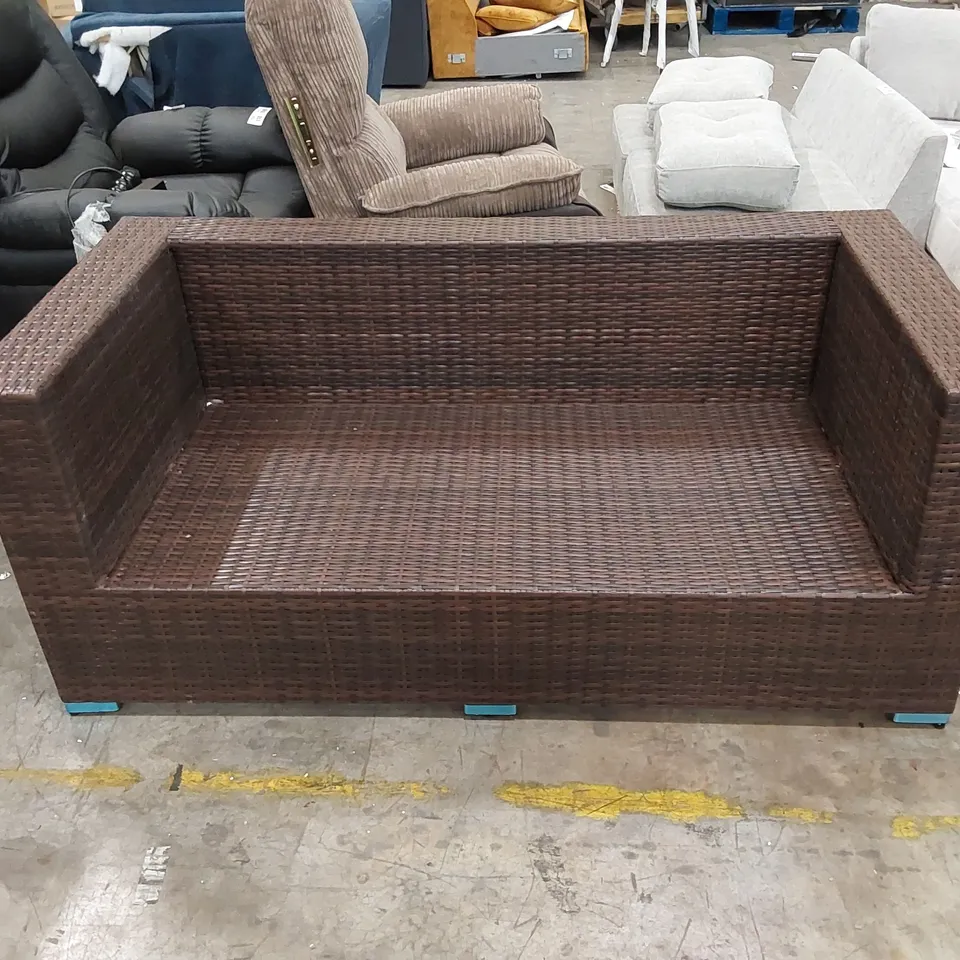 DESIGNER CHOCOLATE MIX RATTAN 2 SEATER GARDEN/PATIO SOFA