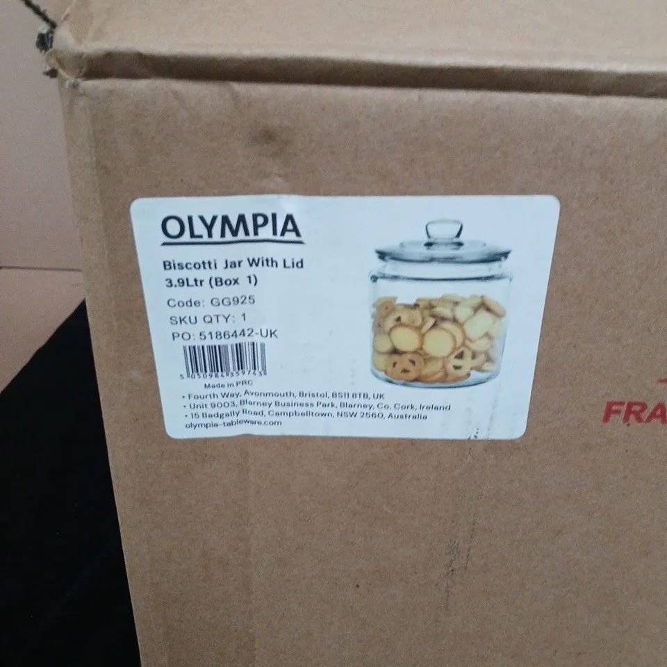 OLYMPIA BISCOTTI JAR WITH LID, 3.9L (BOX 1) – GLASS JAR