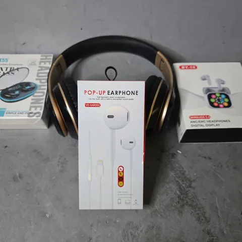 APPROXIMATELY 15 ASSORTED ITEMS TO INCLUDE - BY-16 HEADPHONES , POP UP EARPHONE , X55 EXTRA BASS ETC