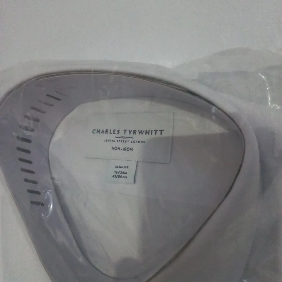 BAGGED CHARLES TYRWHITT WHITE LONG SLEEVE SHIRTS - SLIM FIT 16/34"