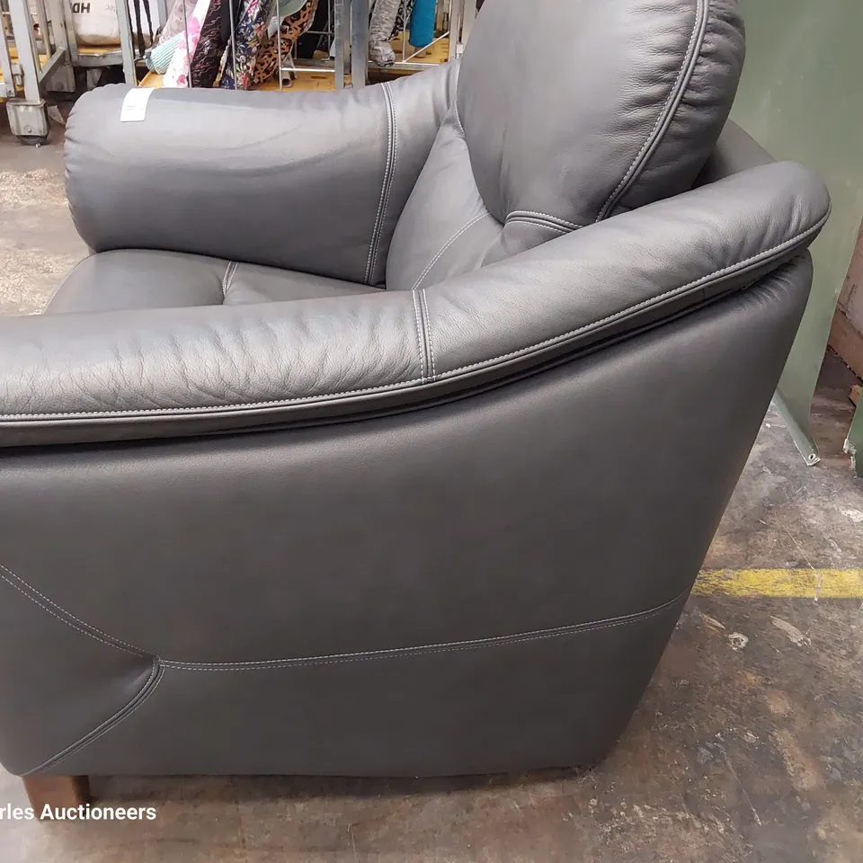 QUALITY BRITISH DESIGNER G PLAN JACKSON EASY CHAIR CAMBRIDGE PETROL BLUE LEATHER 