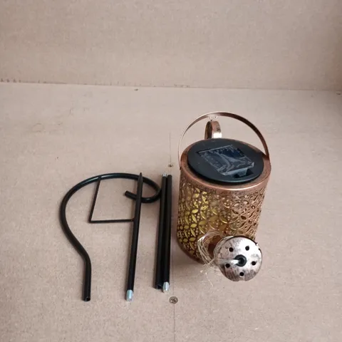 COPPER GARDEN LANTERN WITH SOLAR PANEL AND ACCESSORIES