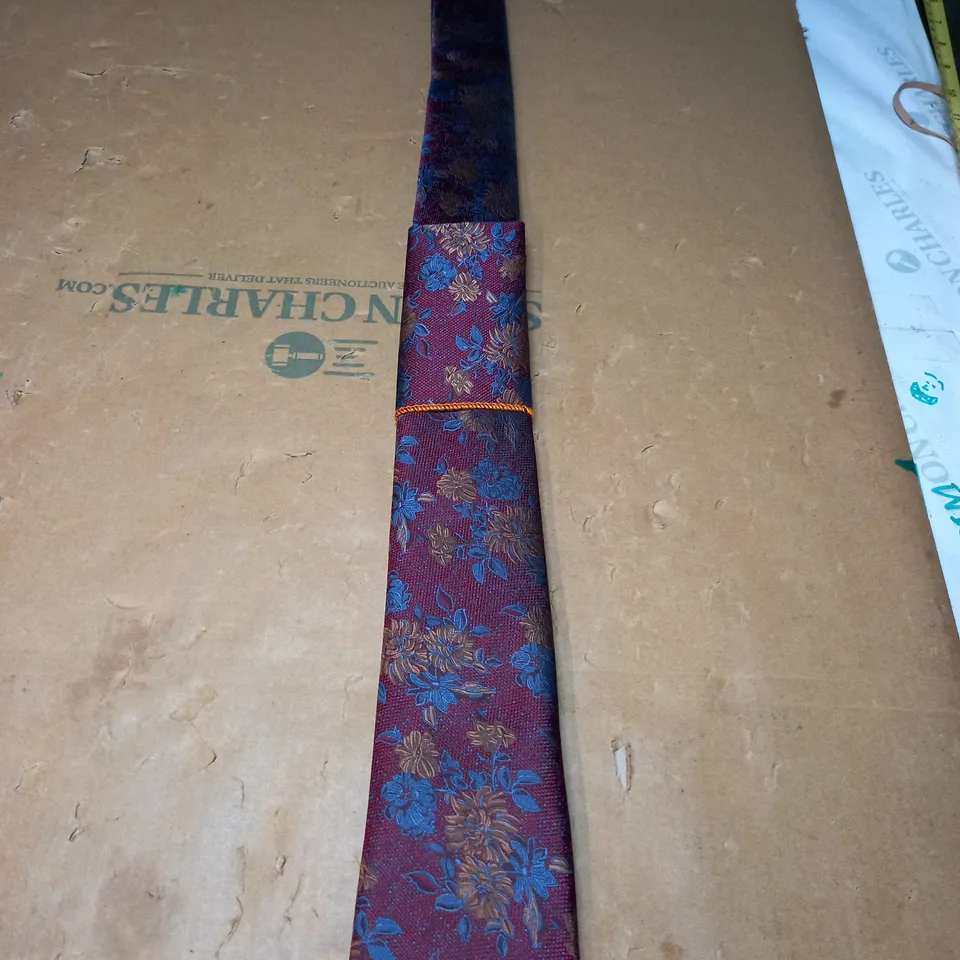 MOSES KUSHNER LOT OF 18 PURPLE WITH ORANGE AND LIGHT BLUE FLOWERS TIES