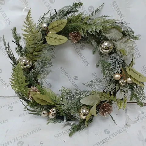 PINECONE PRE-LIT CHRISTMAS WREATH-45CM